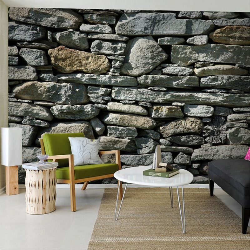 3d stereo stone brick pattern large mural