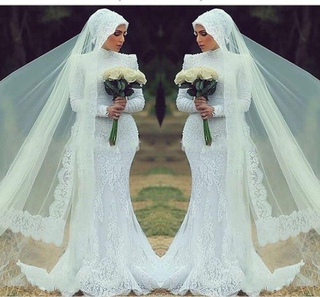 2015 Muslim Brides Long Veils Covering Fabric Hui Muslim ...