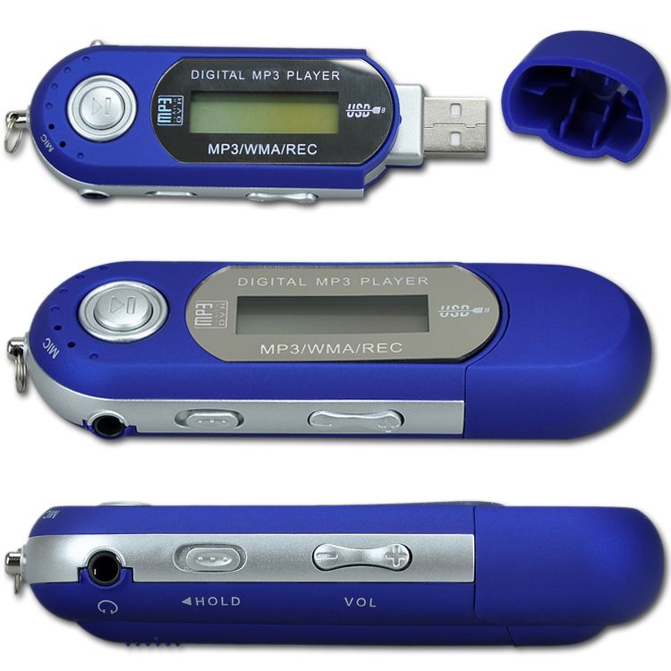 BLUE 8GB USB MP3 Player With LCD Screen & FM Radio Bush Mp3 Player Gpx