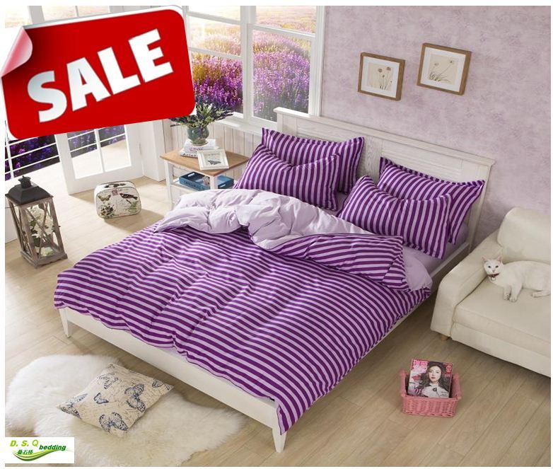 Free Ship Designer Purple Stripe Single Double Bedding Set King Free Ship Designer Purple Stripe Single Double Bedding Set King Queen Full Size Comforter Sheet Duvet Cover Linen Pillow Case N14 Flannel