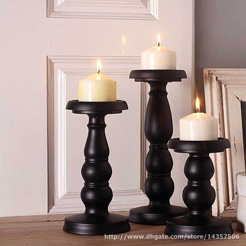 Set Of 3 Pillar Candle Holders Retro Classic Iron Centerpieces White