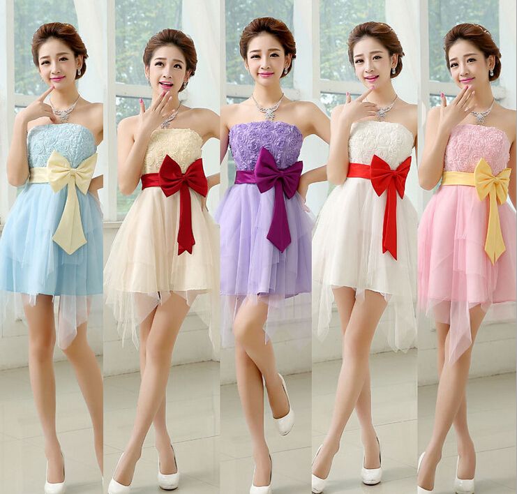 2015 Bridesmaid Dresses Under 50 Short Korean Chiffon Tulle Candy ...