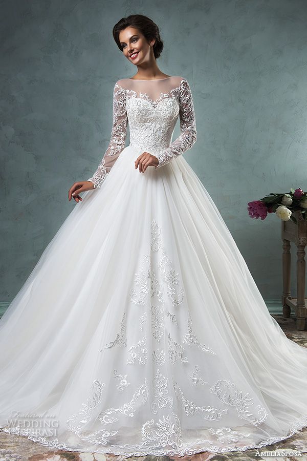 Long Sleeve Vintage Wedding Dresses 2016 Amelia Sposa Wedding Gowns ...