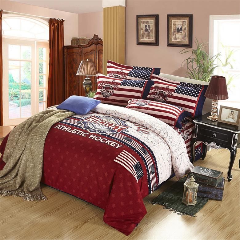 Whole Athletic Hockey American Flag Soft Warm Cotton Queen King Vinyl Sheet Green Best Grey Sheets
