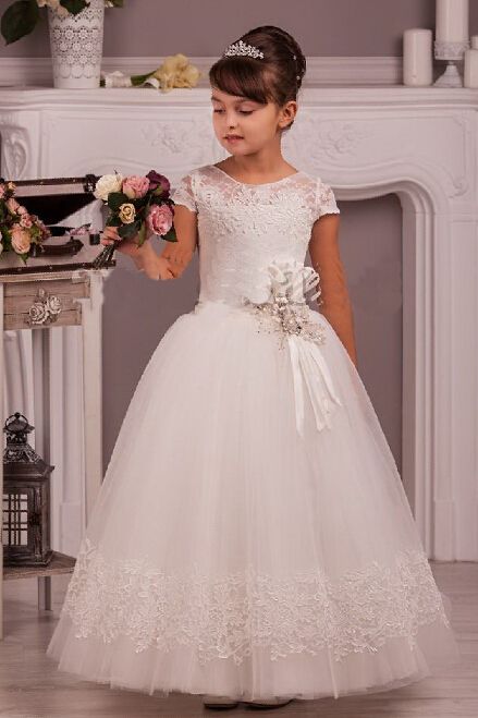 Junior Pageant A Line Party First Communion Ball Gown Dress Flower Girl ...