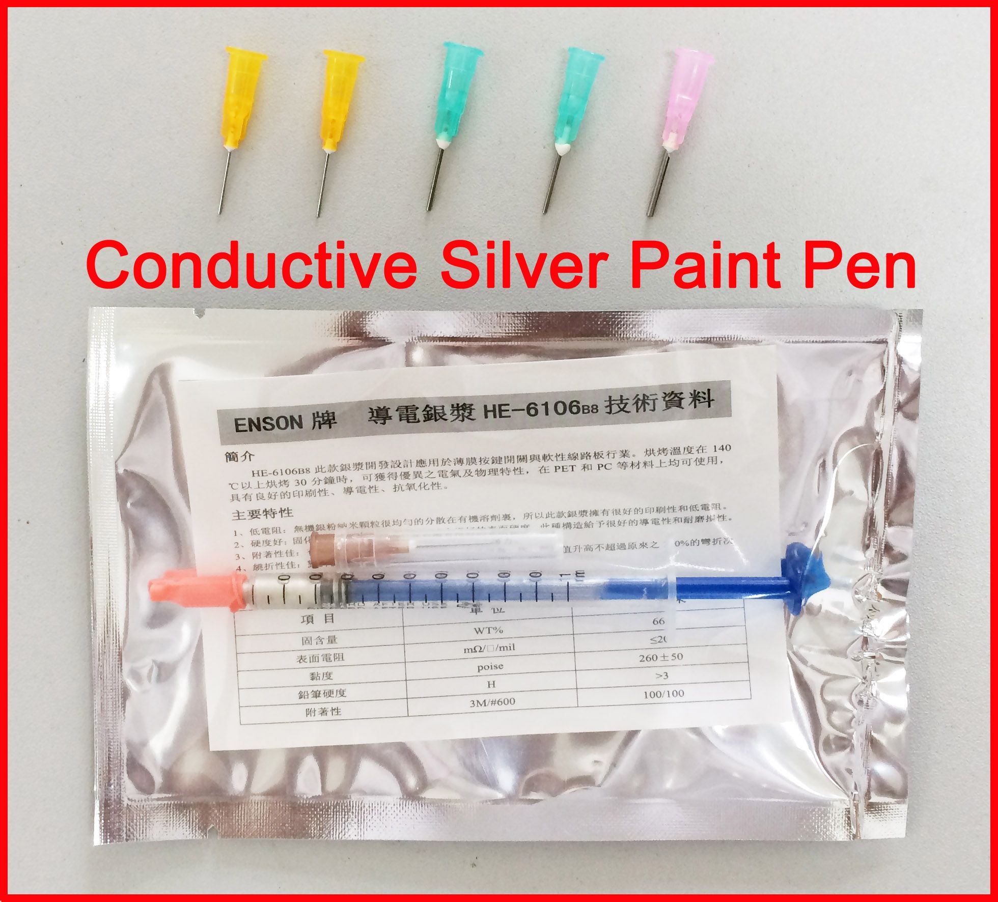 2019 Conductive Silver Paint Pen 0.2ml + 5 Needles Conductive Paste
