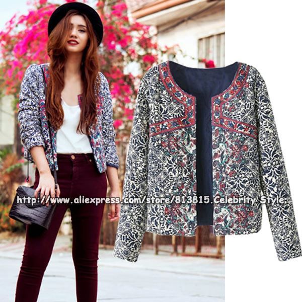 Ladies Floral Print Long Sleeve Bomber Jacket Women Spring