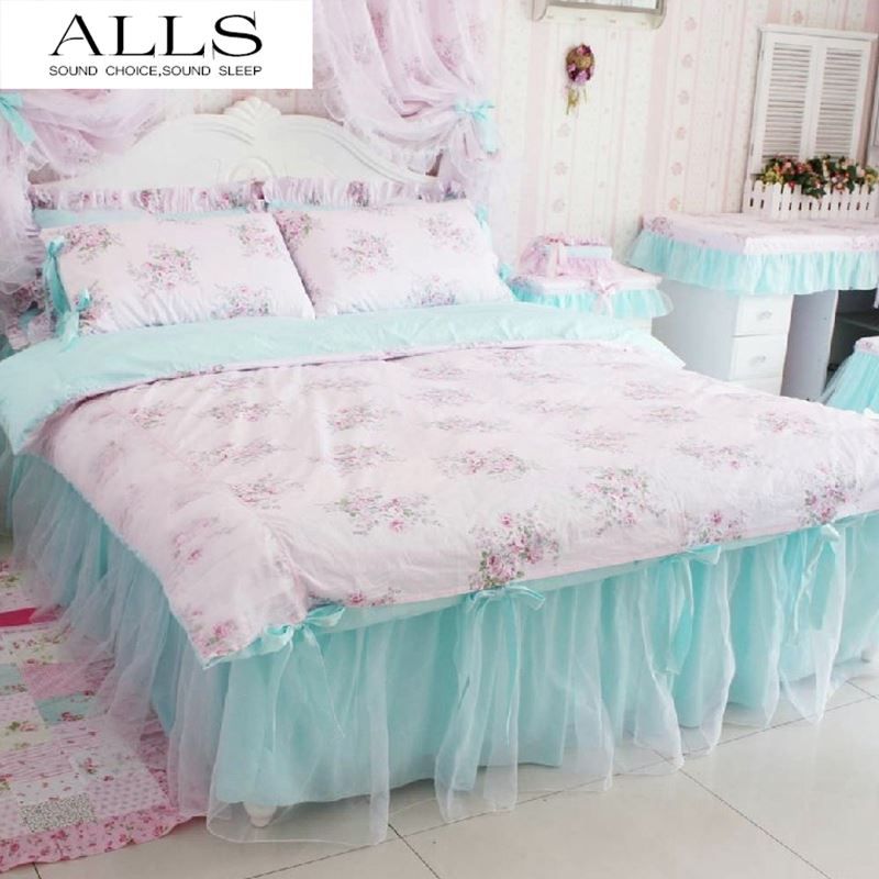Home Textile Romantic Fl Ruffles Bedding Sets Korean Beautiful Home Textile Romantic Fl Ruffles Bedding Sets Korean Beautiful Girls Fairy Queen Size Duvet Covers Kids Set From Weng250