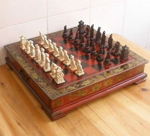 Chinese Chess Set & Leather Wood Box Flower Bird Table Classic ... Chinese Chess Set & Leather Wood Box Flower Bird Table Classic ...