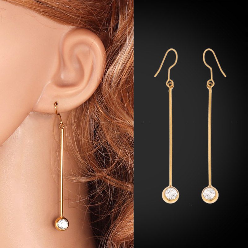 2019 Romantic Long Dangle Drop Earrings Charms Clear Austrian