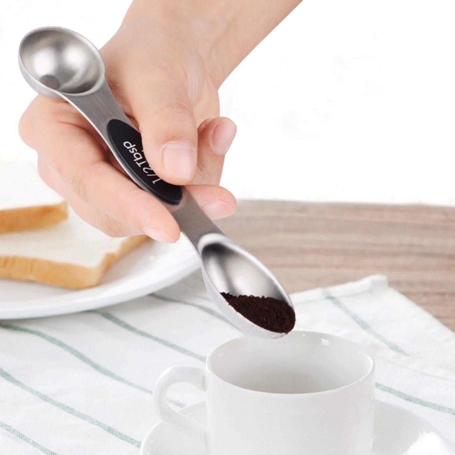 2021 18/10 Stainless Steel Double Sided Measuring Spoons Easy