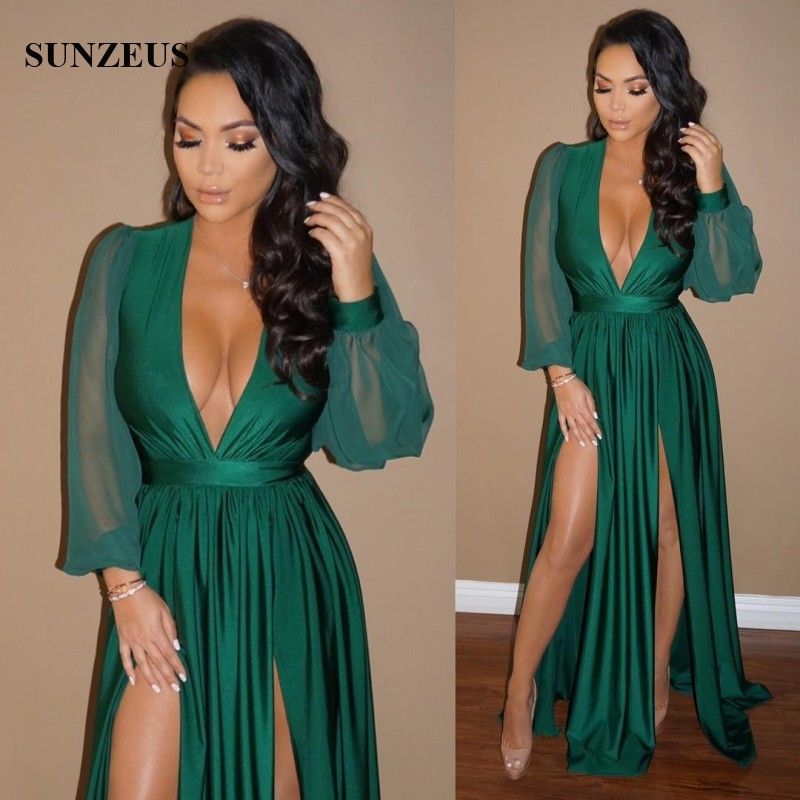 long green dress with slit