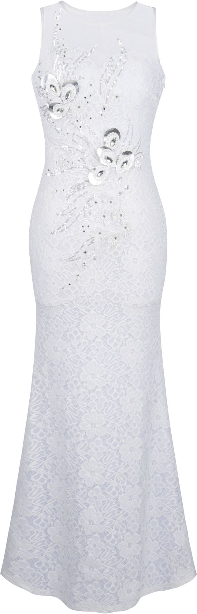 sequined lace column gown