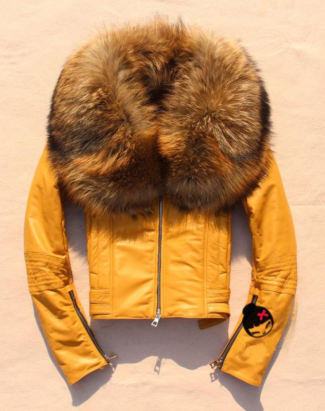 2018 Whole Yellow Leather Jacket With Fur Collar 2018 Whole Yellow Leather Jacket With Fur Collar Fashion Sheepskin Genuine Women From Yumili