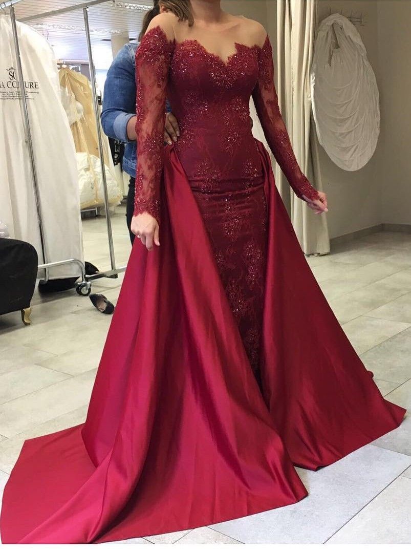 burgundy mermaid wedding dress