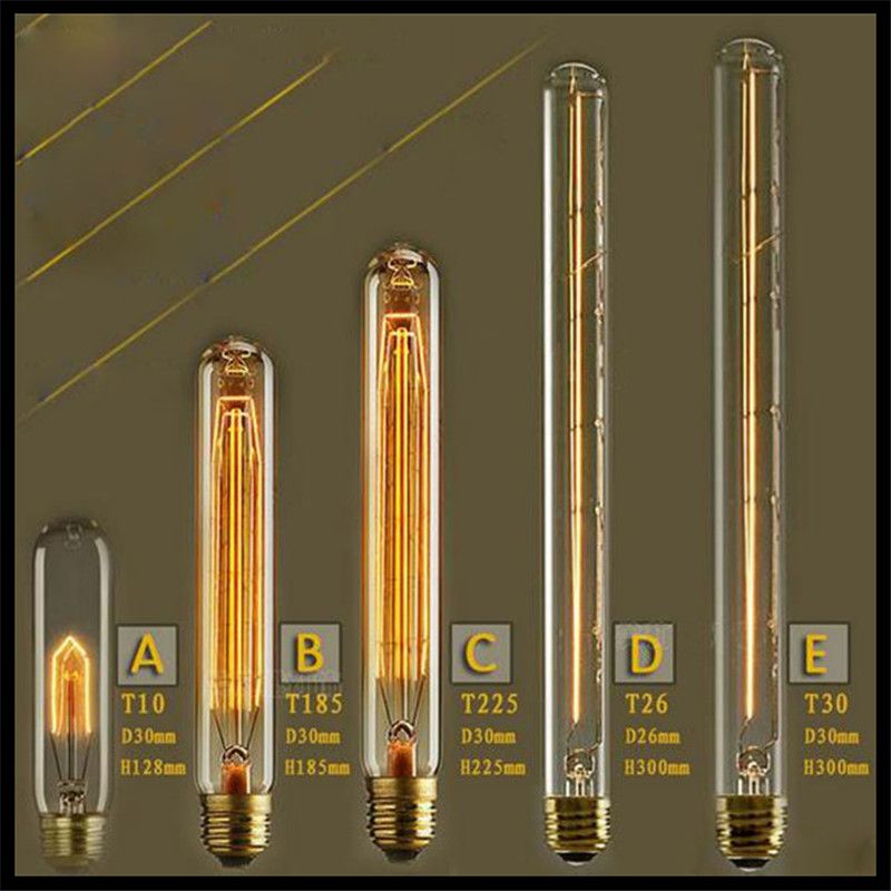 2018 110 120v Or 220 240v Vintage Test 40w E27 Incandescent 2018 110 120v Or 220 240v Vintage Test 40w E27 Incandescent Tubular Edison Light Bulb T10 T185 T225 T300 Tungsten Filament Bulbs Long Short From