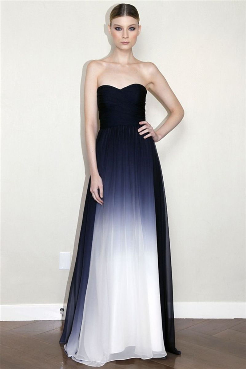 navy blue and white gown