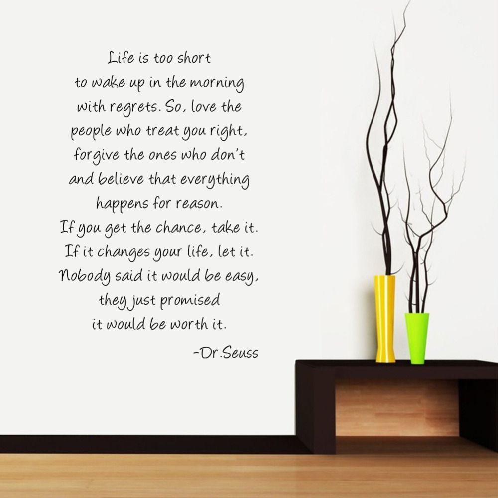 size dr seuss quotes Life is too short Inspirational Wall Quotes Art Vinyl Decal Stickers free shipping 8502