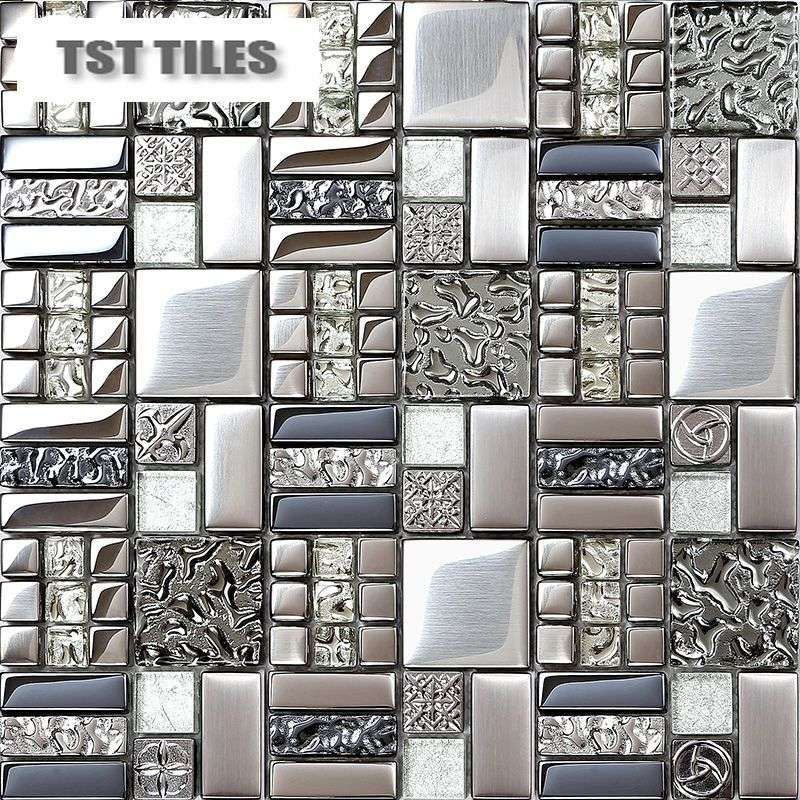 2018 home tiles mosaics silver metal coating glass tile backsplash kitchen bathroom wall decor 12x12 mesh sheet mirror bar hotel tile from goldclub