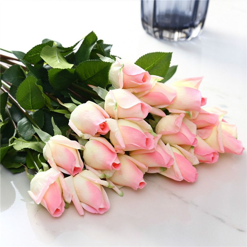 Acheter Pu Rose Fleurs Simple Longue Tige Bouquet Belle Simulation Fleur De Mariage Mur Bouquet De Mariage Décoration De La Maison Partie Accessoire