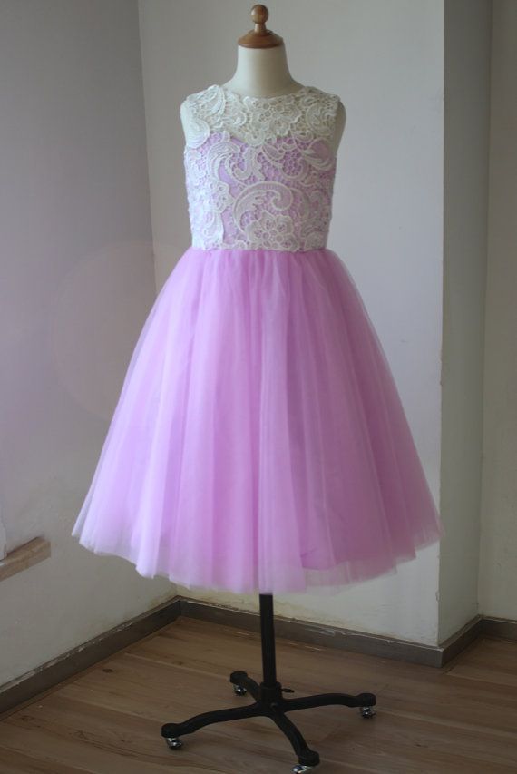 2018 Rushed Family Clothing Ivory Lace Sweetheart Lavender Tulle