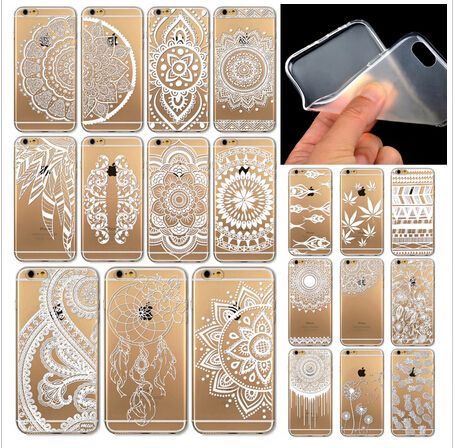 Hot Sales Painted Pattern Flower Case For IPhone 6 4.7 Henna White Floral Paisley Flower Mandala