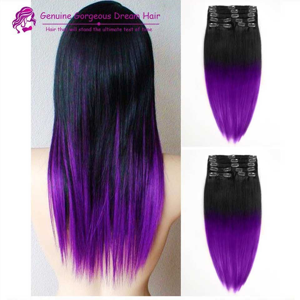 2015 Fashion Black To Purple Mermaid Colorful Ombre Brazilian Clip