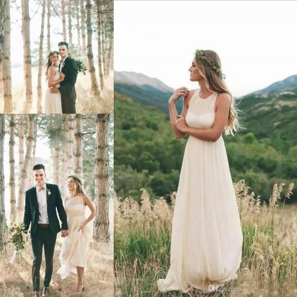 Discount Simple Elegant Ivory Beach Country Wedding Dresses 2018