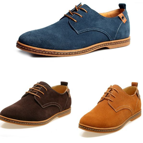 New Mens Casual Dress Formal Oxfords Shoes Wing Tip Suede Leather Flats ...