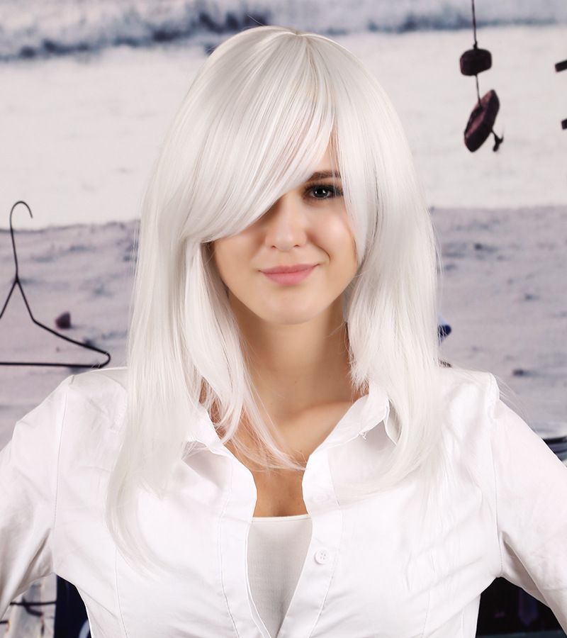 Silver White Synthetic Cosplay Hair Wigs Nabari No Ou Kurookano