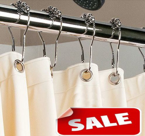7x4cm Polished Satin Nickel 5 Rollerball Shower Curtain Rings Hooks Free
