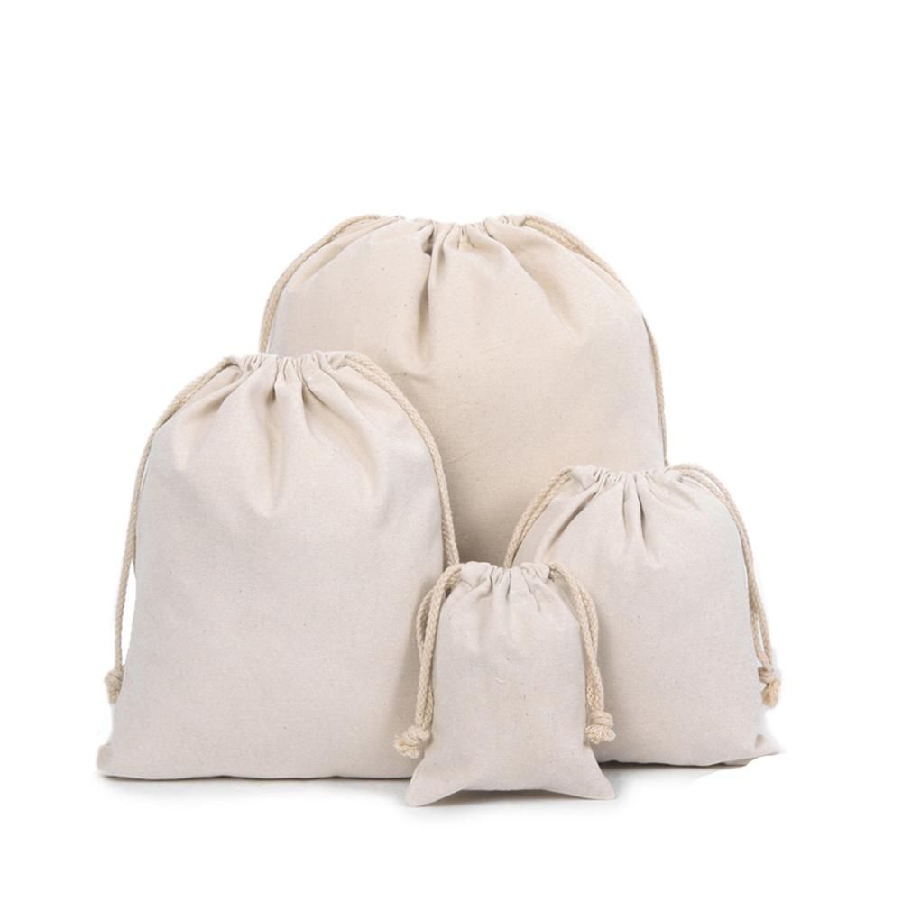 Wholesale Custom Nature Cotton Canvas Drawstring Bags With Thick Cotton Strings Custom Bags ...