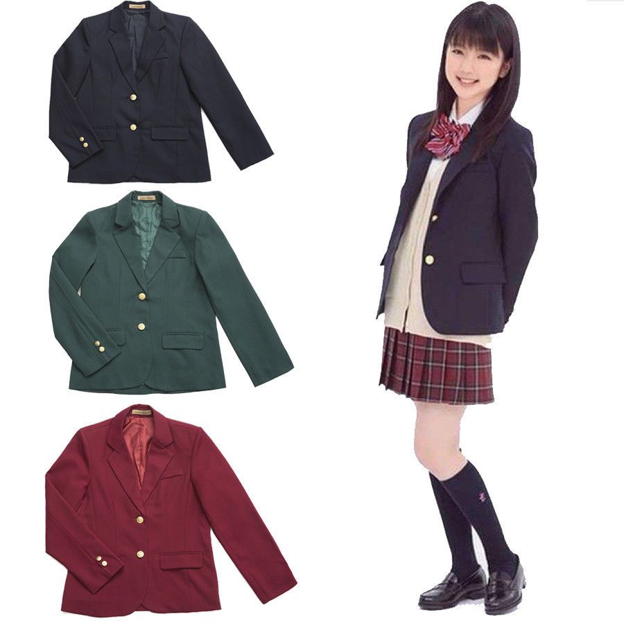 Japanese JK Women Girl School Uniform Suit Coat Students Jacket Blazer