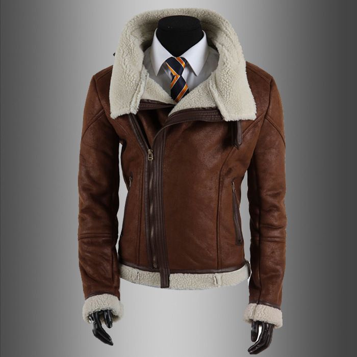 2017 Black/Brown Faux Leather Motorcycle Jacket Mens Fashion Men'S Coat ...