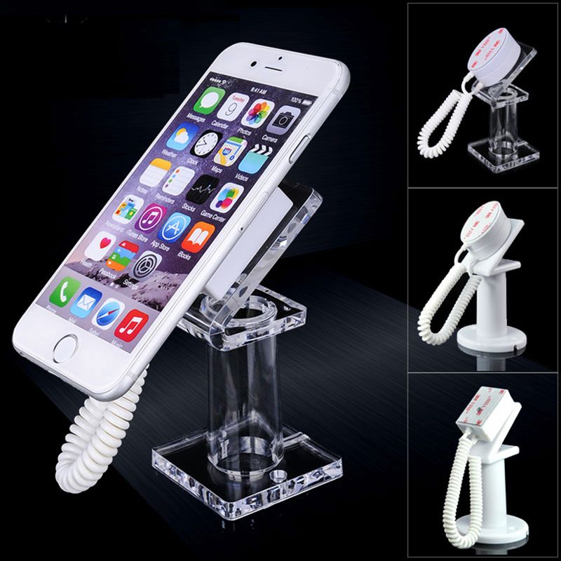 Acrylic Mobile Phone Security Display Stand Holder With Retractable Cable Anti Theft For All