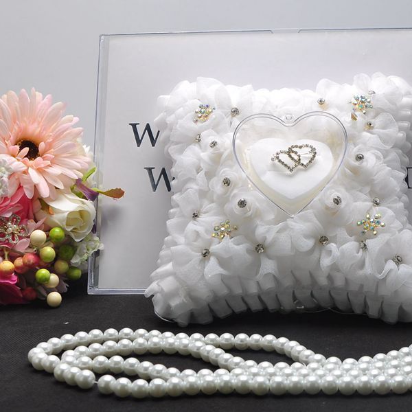 2019 Wedding Ring Pillows Silk Flowers Cute Beach Wedding