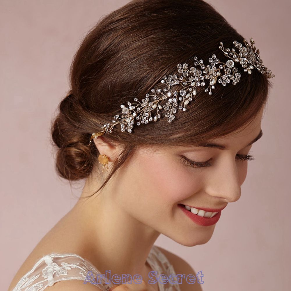 2015 Romantic Bridal Tiaras For Wedding Hair Accessories Crystal Rhinestone Beaded Swarovski