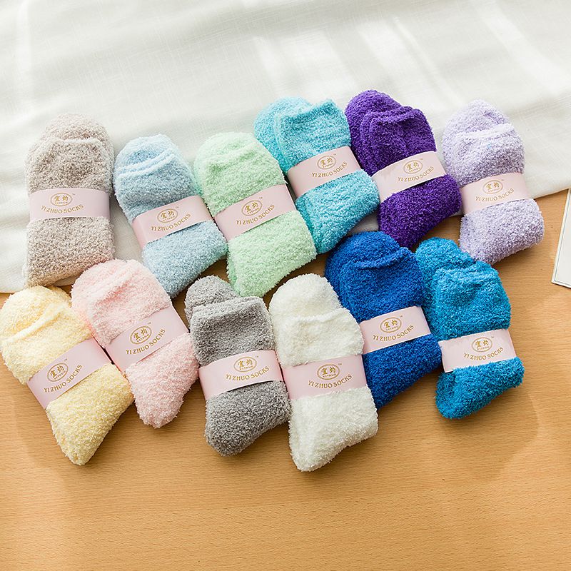 2020 Towel Ankle Socks Solid Thicken Warm Fuzzy Terry Elastic Short For