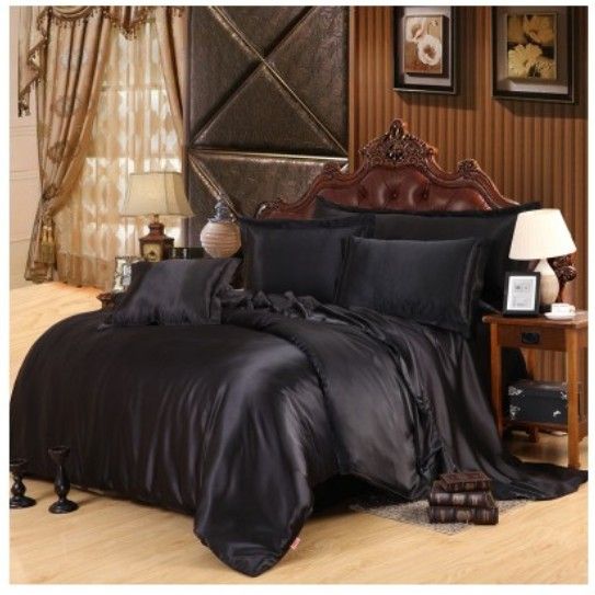 silk satin bedding set super king size queen full twin black sheets black sheets twin