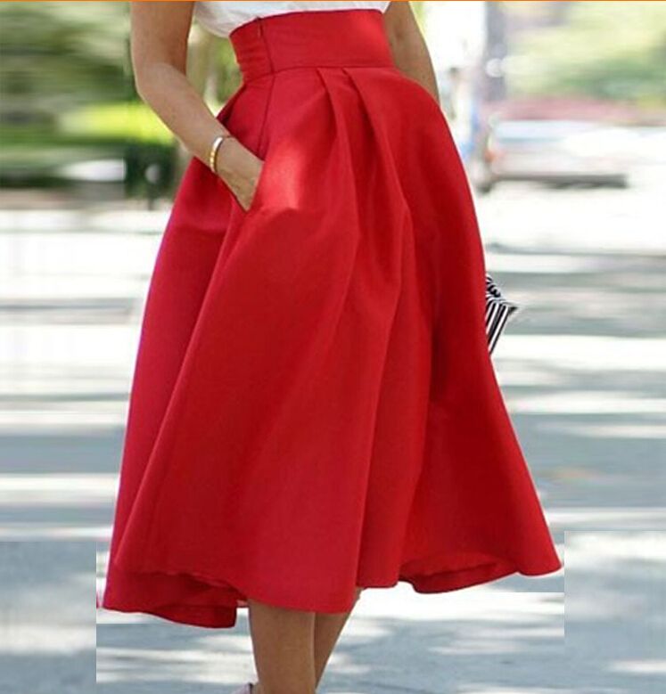 2016 nouvelles femmes vêtements tendance de la mode printemps en Europe et en Amérique Sexy rouge jupe taille haute longue Maxi Tutu jupes pour femmes