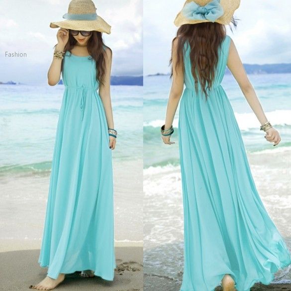 blue colour maxi dress