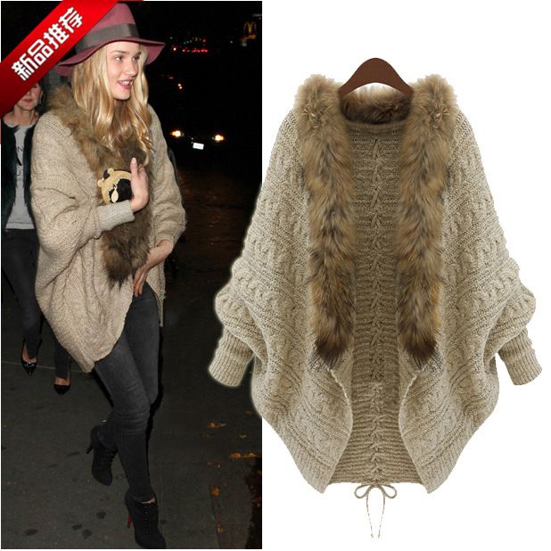 Best 2016 New Fashion Fur Coats For Women Clothes Winter Loose Sweater Cardigan Bat Sleeve Knit Coat Cape Poncho Overcoats Under 2035 Best 2016 New Fashion Fur Coats For Women Clothes Winter Loose Sweater Cardigan Bat Sleeve Knit Coat Cape Poncho Overcoats Under 2035