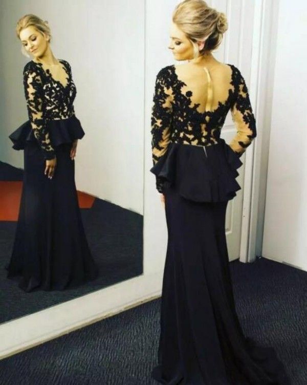 black long sleeve peplum dress