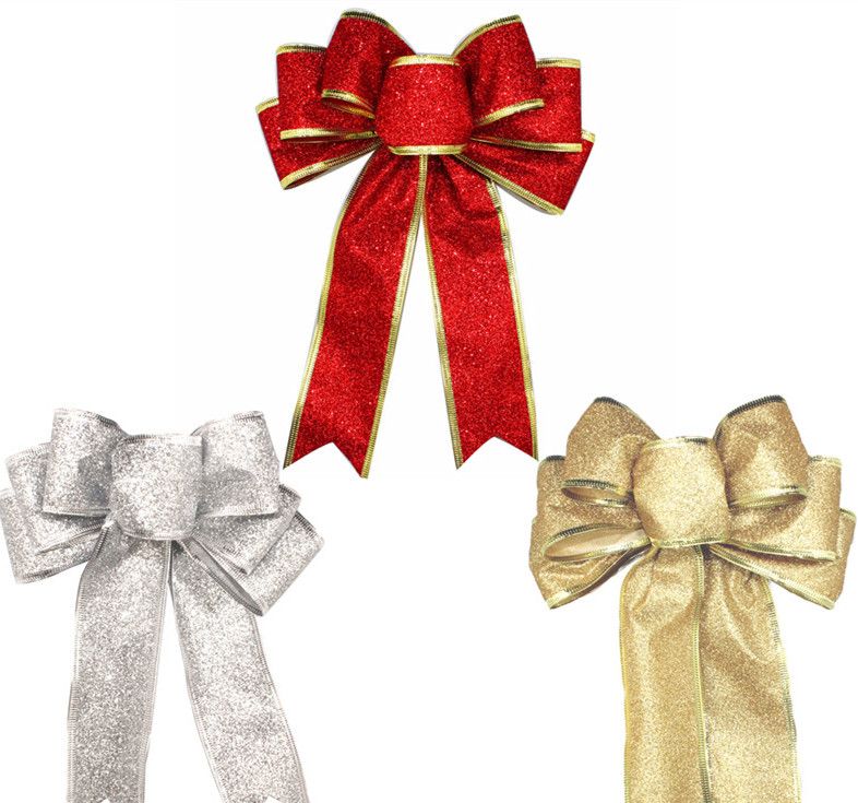 25cm red silver gold shiny glitter christmas ribbon bow christmas tree decoration christmas ornament handmade christmas decorations handmade christmas - Christmas Ribbon Decorations 25cm red silver gold shiny glitter christmas ribbon bow christmas tree decoration christmas ornament handmade christmas decorations handmade christmas - Christmas Ribbon Decorations