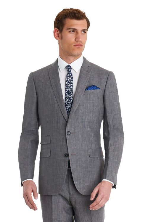 Summer Mens Suits Grey Linen Suits Notched Lapel Beach Wedding Suits ...