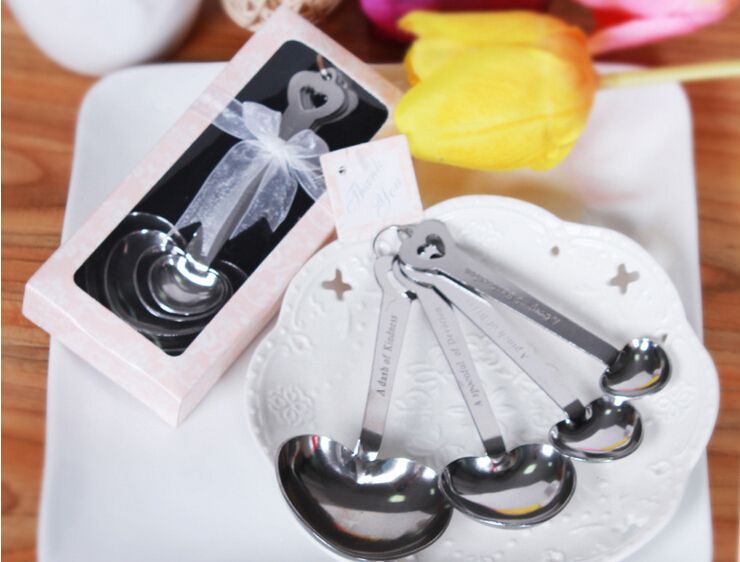 In Stock Heart Measuring Spoons Set Wedding Favors 4 Love Beyond