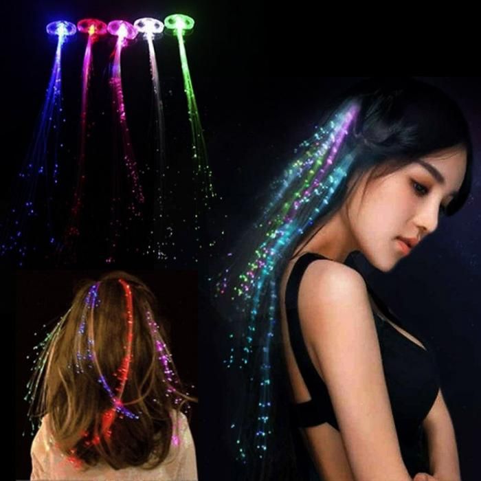Colorful LED Wigs Glowing Flash LED Hair Braid Clip ...