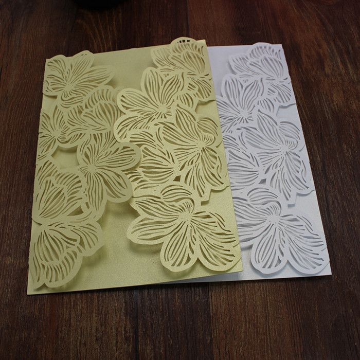 rustic gold party invitation card petal shape laser cutting