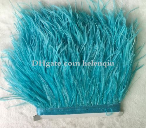 10yardMuticolor Long Ostrich Feather Plumes Fringe trim 8-10cm Feather Boa Stripe for Party Clothing Accessories Craft