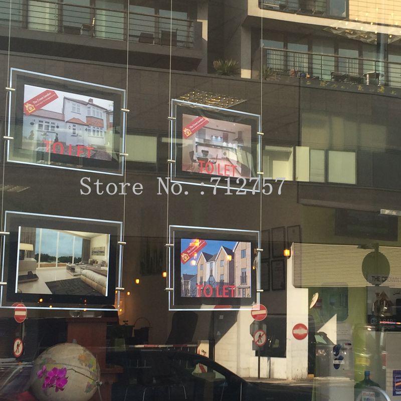 Real Estate Agent Shop Window LED Display Acrylic Lightbox A4 Double Sided Real Estate Window